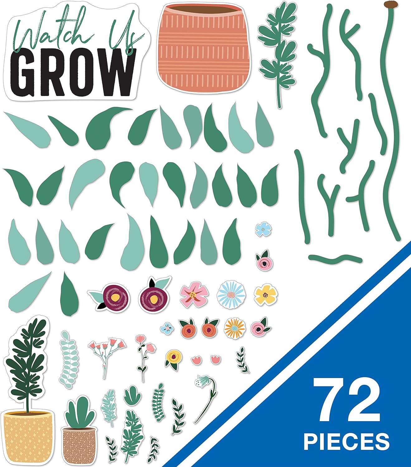 Carson Dellosa – Juego de tablones de anuncios Grow Together Watch Us Grow de 72 piezas, juego de tablones de anuncios de plantas con decoración de