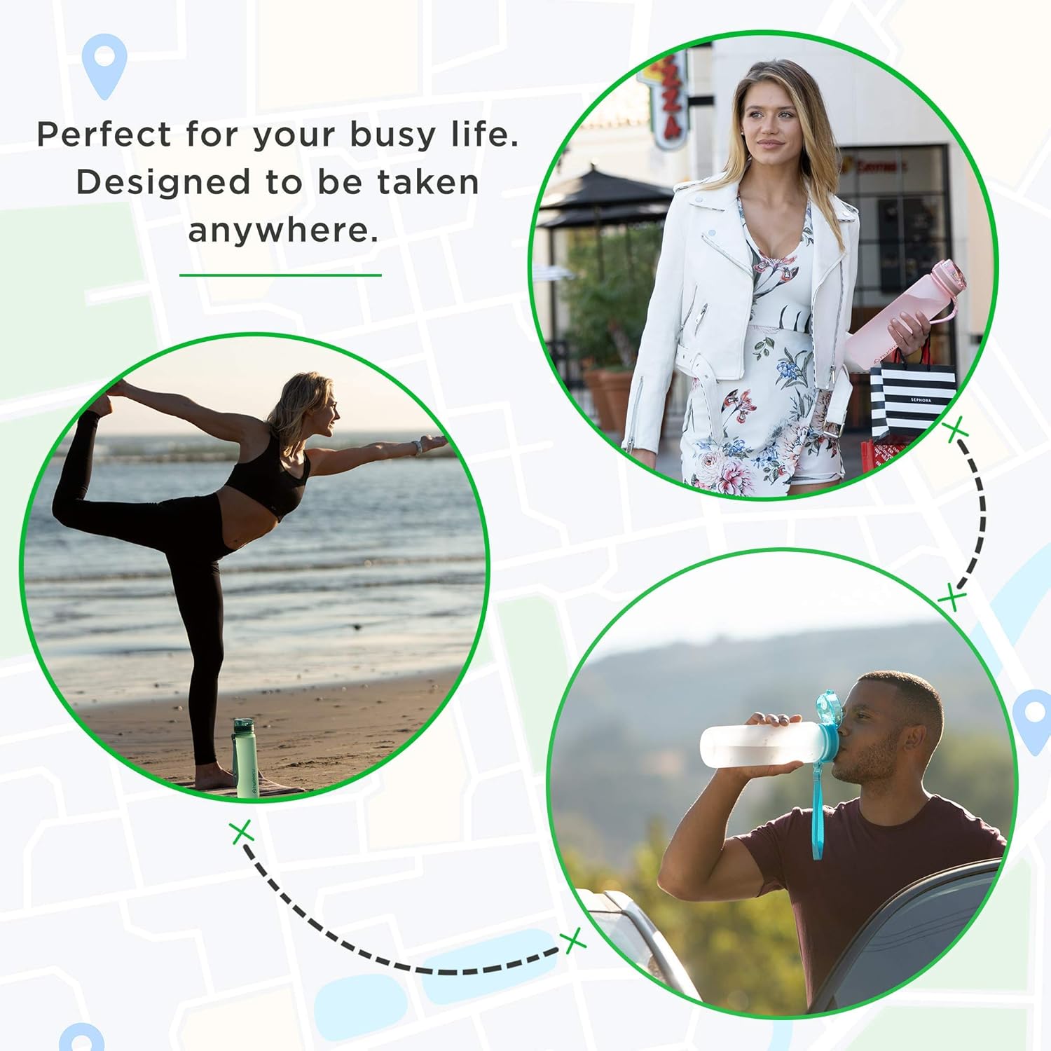 Hydracy Botella de agua con marcador de tiempo, botella de agua grande sin BPA y funda sin sudor, botella de gimnasio a prueba de fugas con infusor