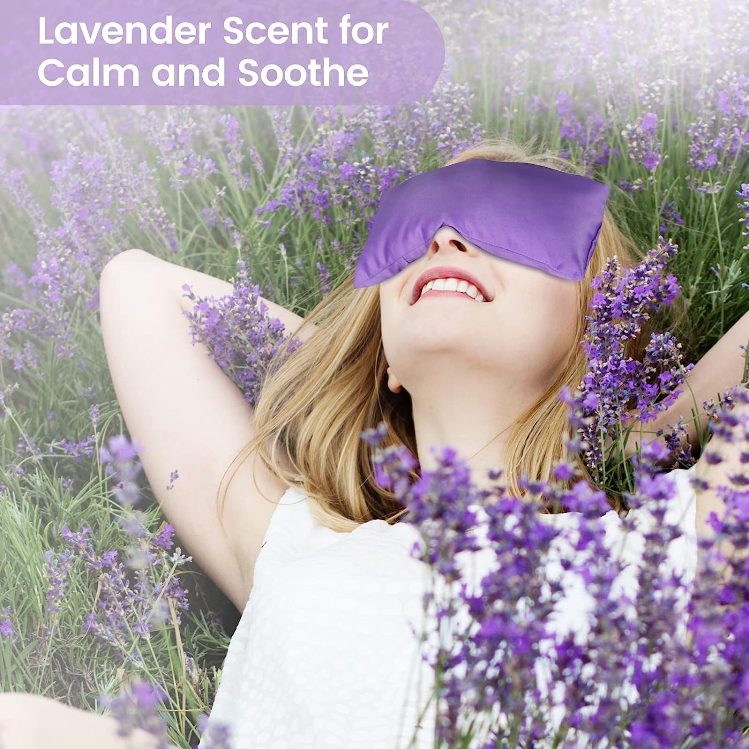 SUZZIPAD Almohadas de ojos de lavanda para relajación con aromaterapia, máscara de ojos ponderada para dormir, meditación, compresa ocular caliente