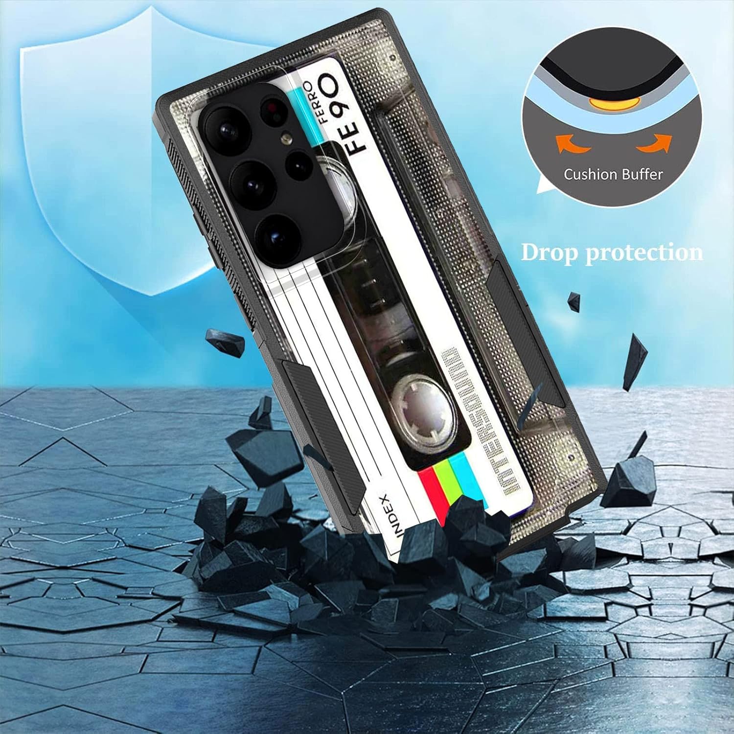 Funda para Galaxy S23 Ultra, funda protectora híbrida de doble capa resistente a prueba de golpes de policarbonato duro de silicona suave TPU para