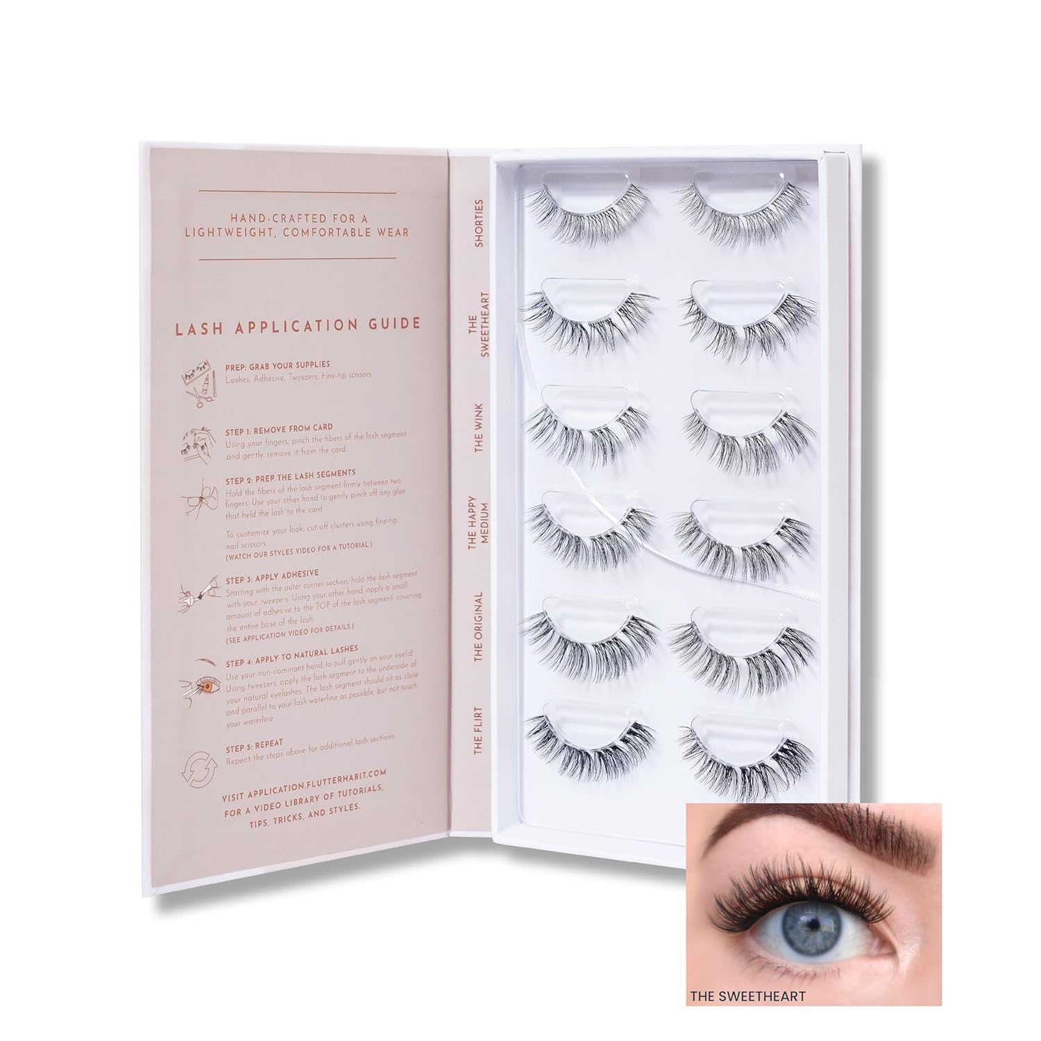 FlutterHabit Caja de colección clásica, extensiones de pestañas, kit de racimos de pestañas, hasta 10 días de uso, pestañas naturales y clásicas,