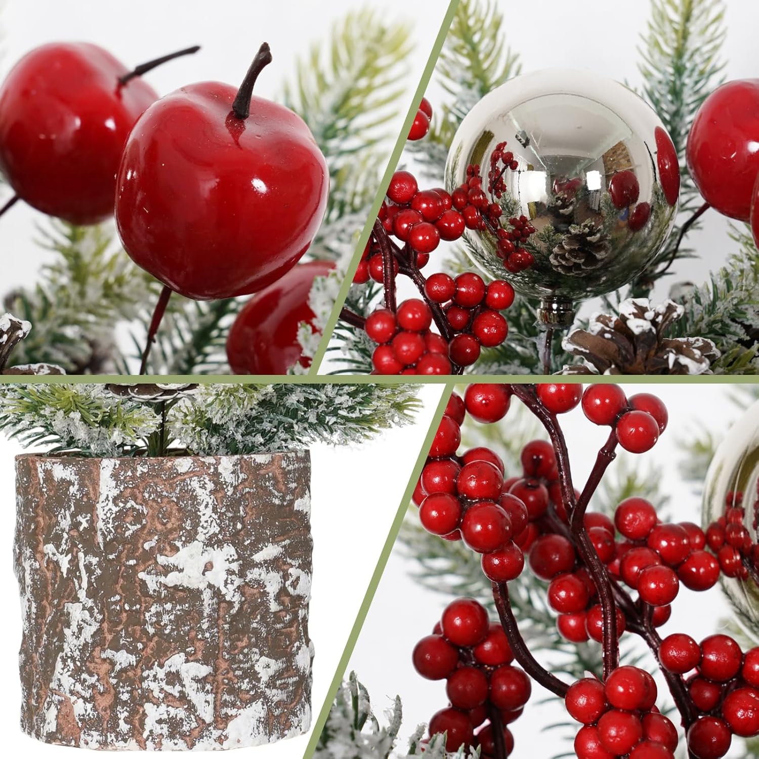 Pequeño árbol de Navidad pequeño con manzanas, árbol de mesa, árbol de Navidad artificial, decoración de árbol de Navidad para fiesta en el hogar,