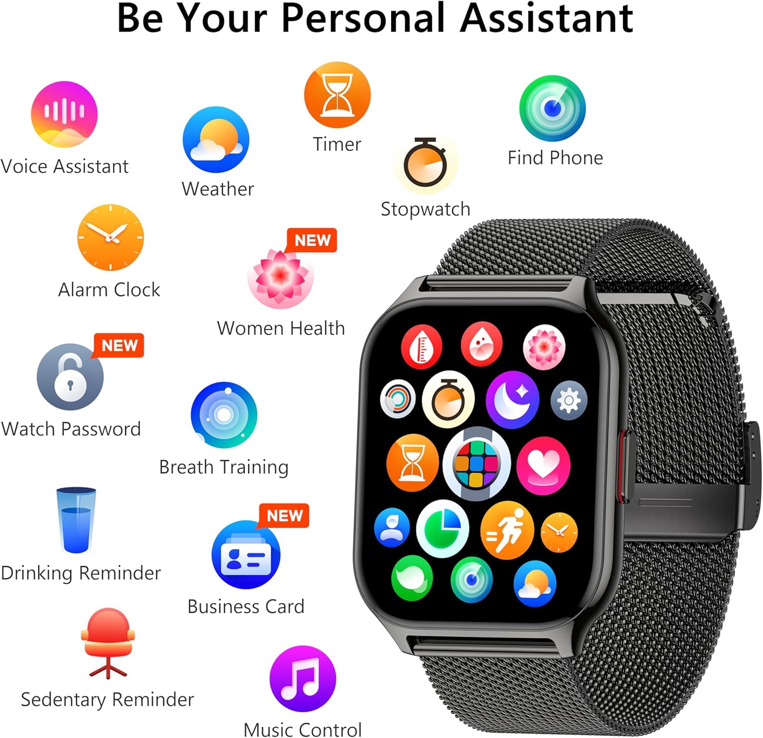 ZOSKVEE Reloj inteligente para mujeres y hombres (marcadorespuesta de llamadas), reloj de seguimiento de fitness de 2.0 pulgadas con monitor de