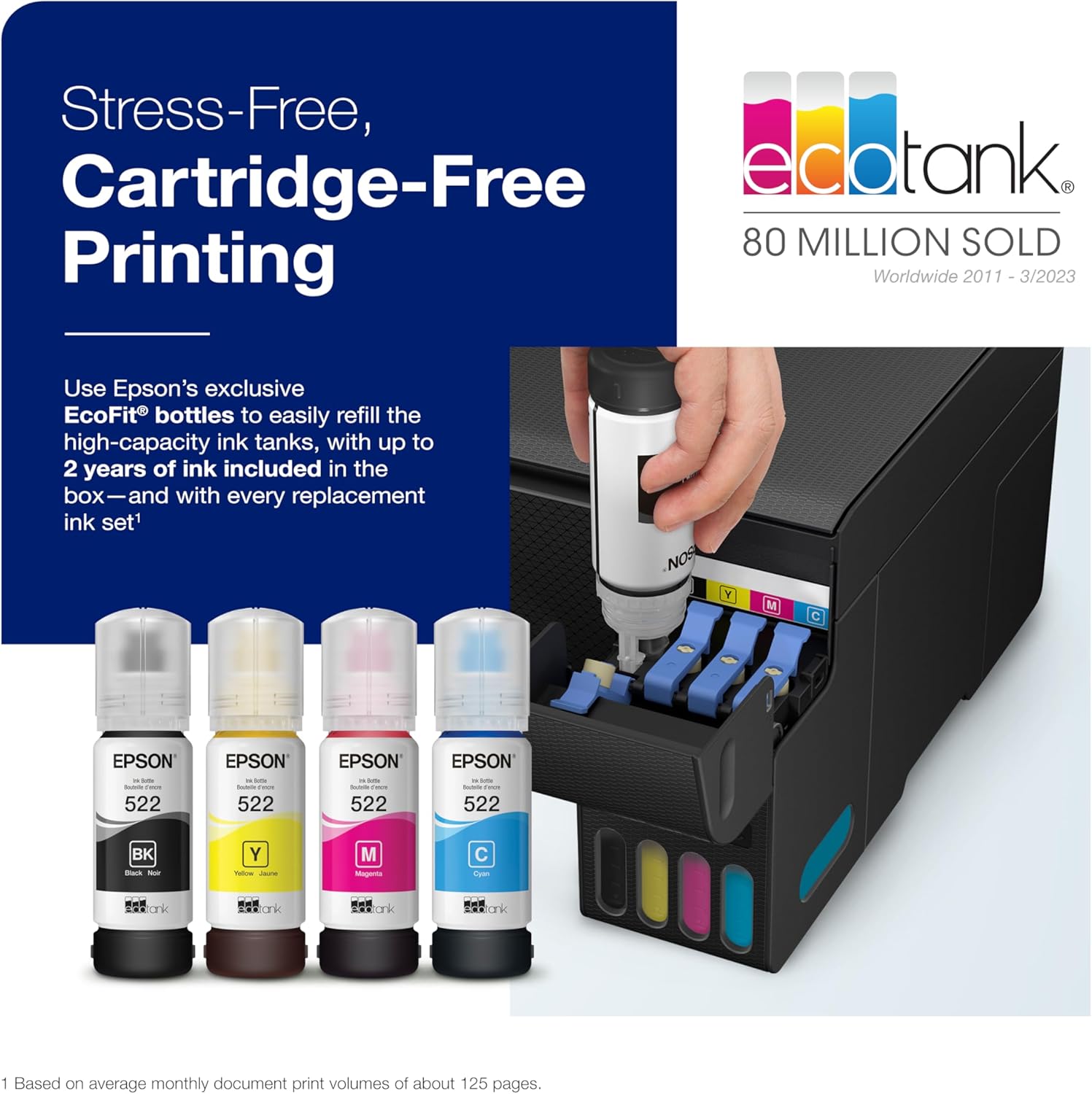 Epson EcoTank ET-2400 Impresora Supertank inalámbrica a color todo en uno sin cartuchos con escaneo y copia, impresión fácil y diaria para el hogar