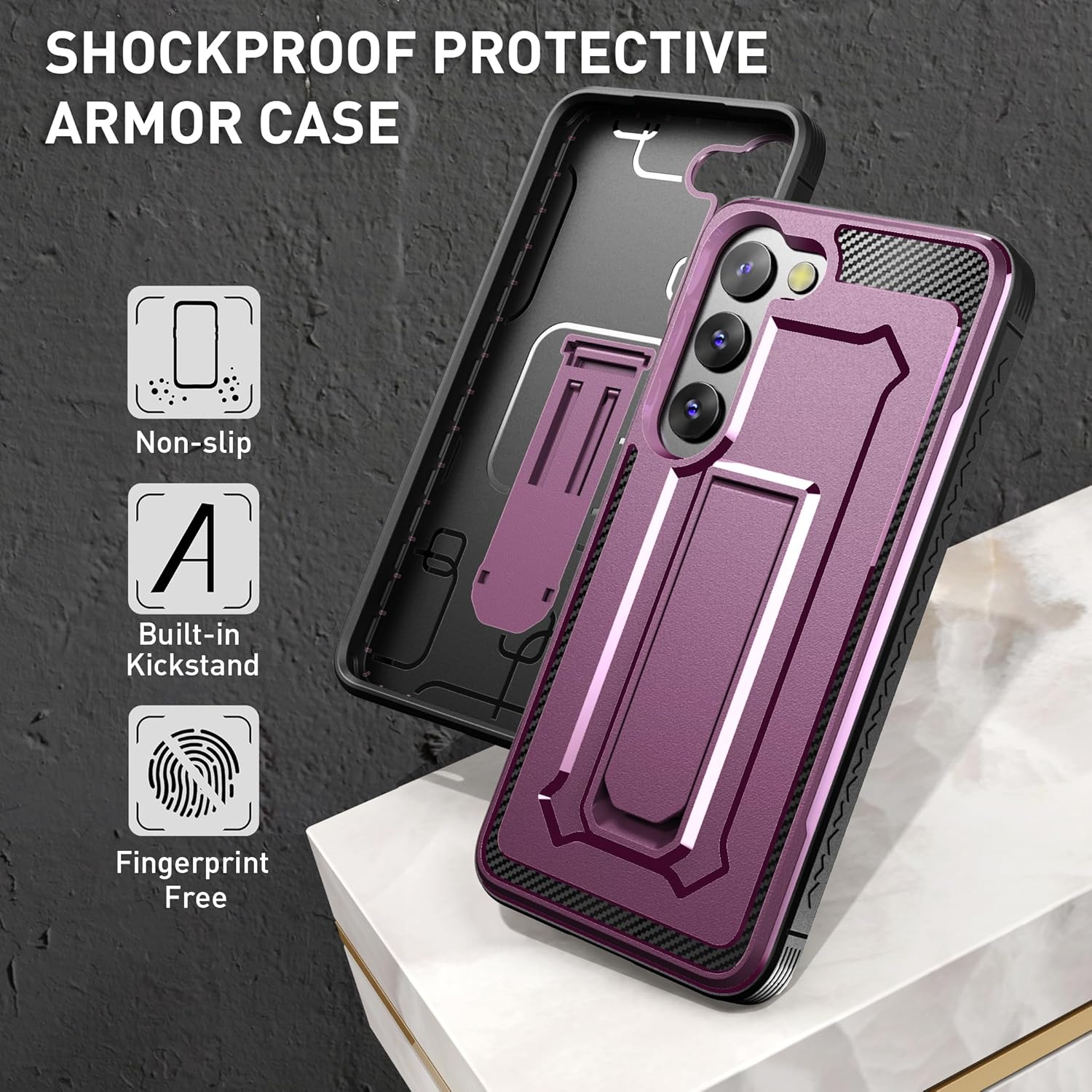 Funda diseñada para Samsung Galaxy S23 con protector de pantalla, resistente funda protectora militar para teléfono Samsung Galaxy S23, soporte