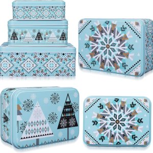6 latas de galletas de Navidad con tapas para regalar, latas de metal para galletas, recipientes de lata grandes, medianos y pequeños, recipientes 6 latas de galletas de Navidad con tapas para regalar, latas de metal para galletas, recipientes de lata grandes, medianos y pequeños, recipientes