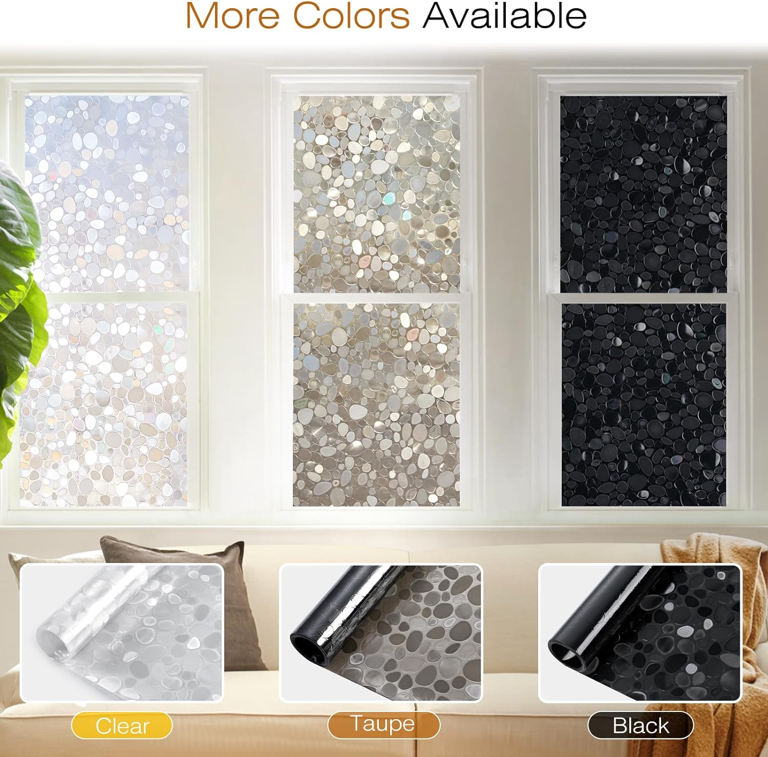 rabbitgoo Película de privacidad para ventana, adhesivos decorativos para ventanas, con bloqueo UV, adherencia estática, no adhesivas, vinilo para
