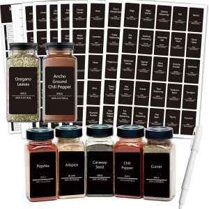 276 etiquetas adhesivas para especias, etiquetas para tarros de especias preimpresas, impermeables, minimalistas negras, etiquetas de despensa con 276 etiquetas adhesivas para especias, etiquetas para tarros de especias preimpresas, impermeables, minimalistas negras, etiquetas de despensa con