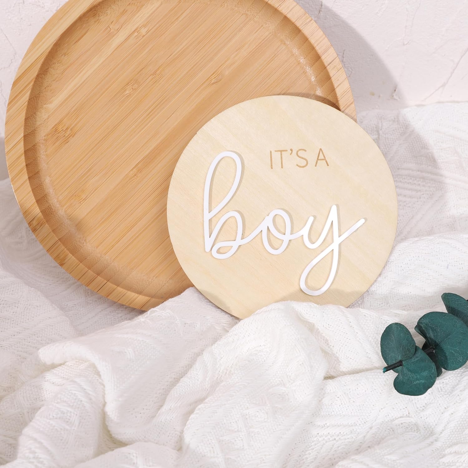 Letrero de madera de 1 pieza con texto en inglés “It’s a Boy” de madera para revelar el género, anuncio de embarazo acrílico para niño o niña,
