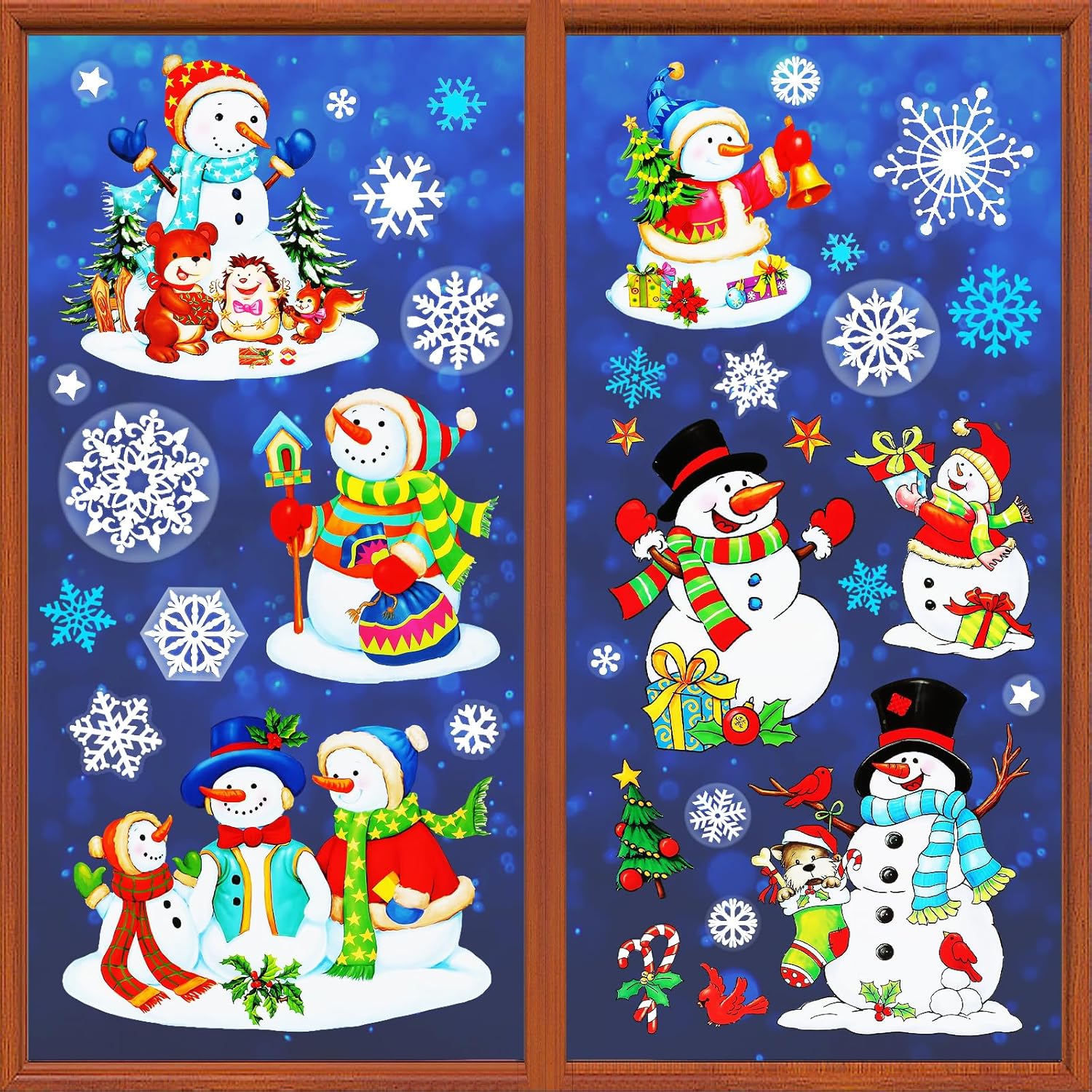 Adhesivos de ventana de Navidad para ventanas de vidrio, muñeco de nieve, calcomanías de ventana de Navidad para ventanas de vidrio, decoraciones de