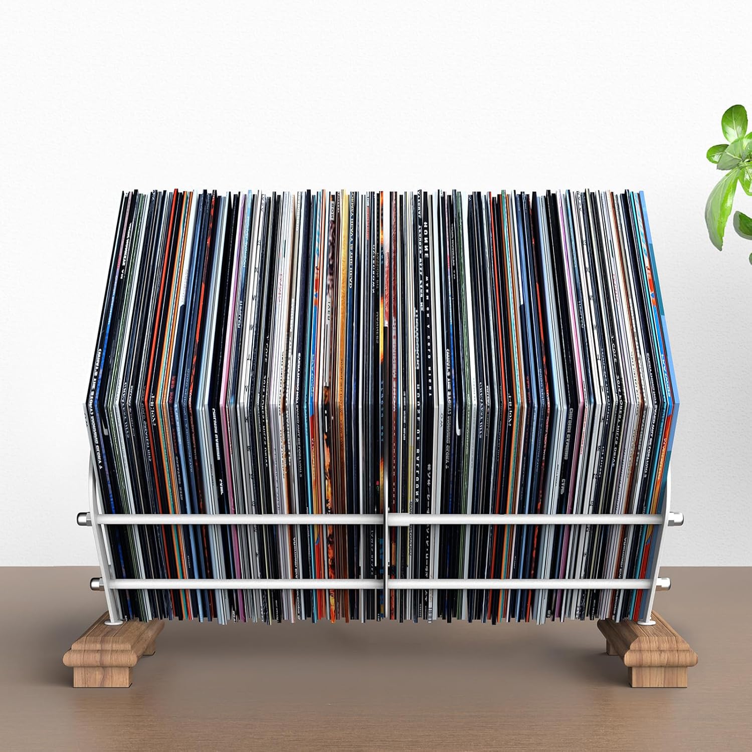 Soporte de almacenamiento para discos de vinilo, organizador de discos de vinilo, estante de exhibición de hasta 80 LPs de capacidad, estructura