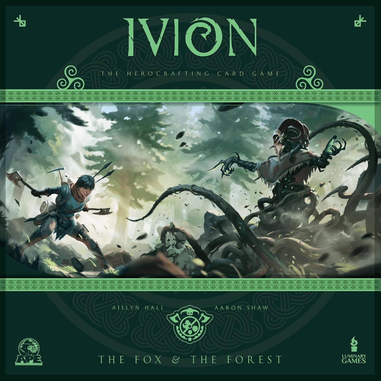 APE Games Ivion The Fox & The Forest – Juego de mesa de construcción de mazos de lucha de fantasía y herocrafting, compatible con autónomos y cruz,