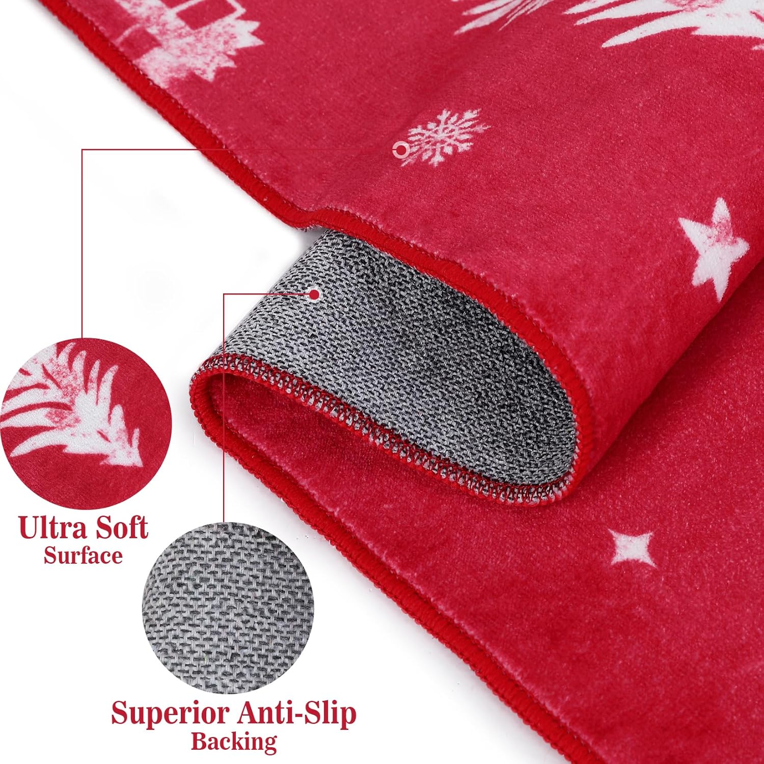 Tapete de Navidad de 2 x 3 pulgadas, tapete decorativo de bienvenida de invierno, antideslizante, lavable, para baño, cocina, entrada, interior y
