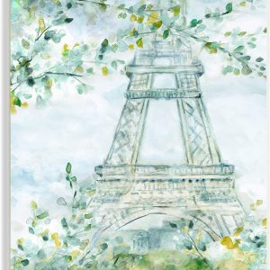 Stupell Industries Acuarela Torre Eiffel Pintura Suave Hoja Verde Árboles Placa de Pared, 10 x 15 Stupell Industries Acuarela Torre Eiffel Pintura Suave Hoja Verde Árboles Placa de Pared, 10 x 15