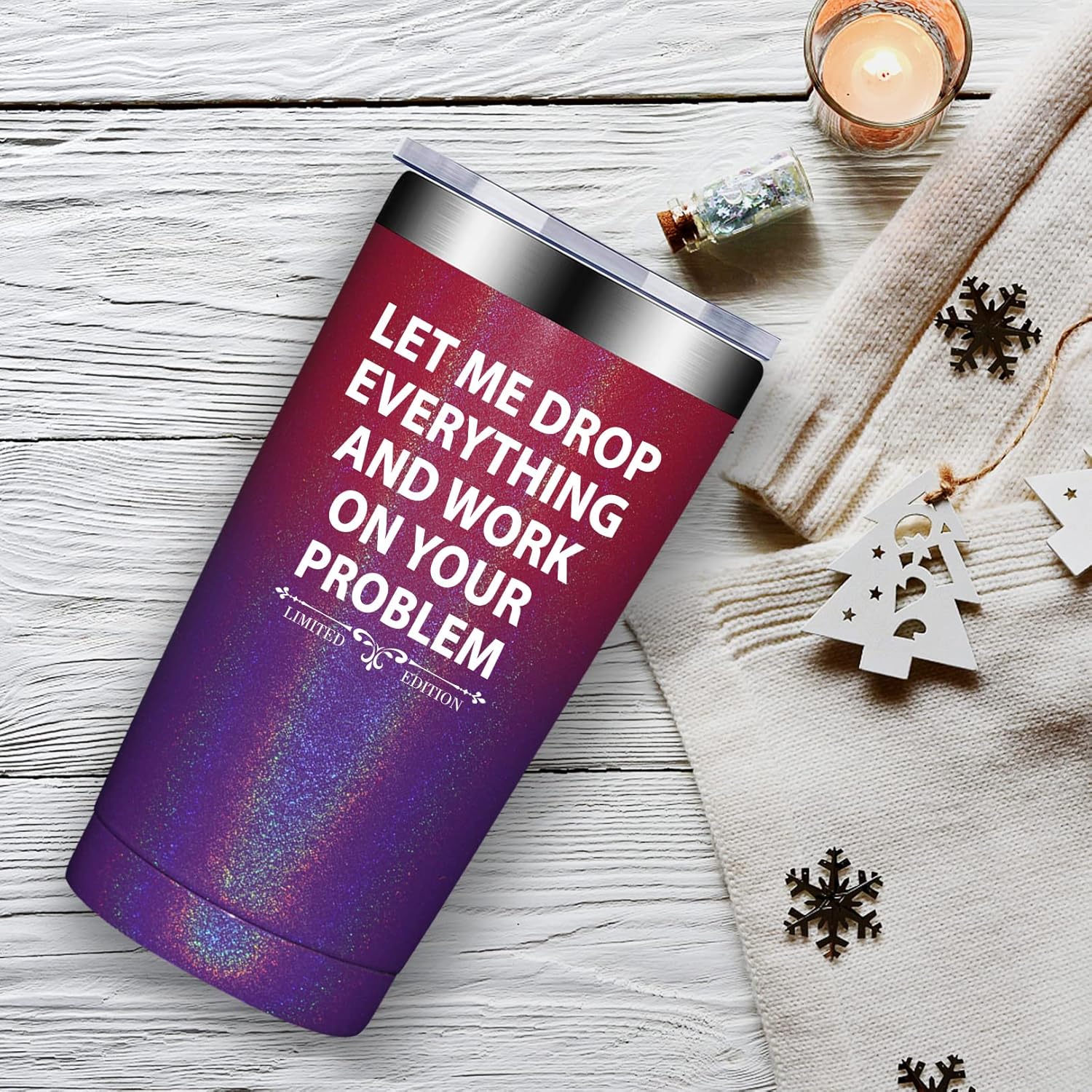 Fufandi Vaso con texto en inglés Let Me Drop Everything para mujer, regalos divertidos de cumpleaños para mujeres, regalos de Navidad para hermana,