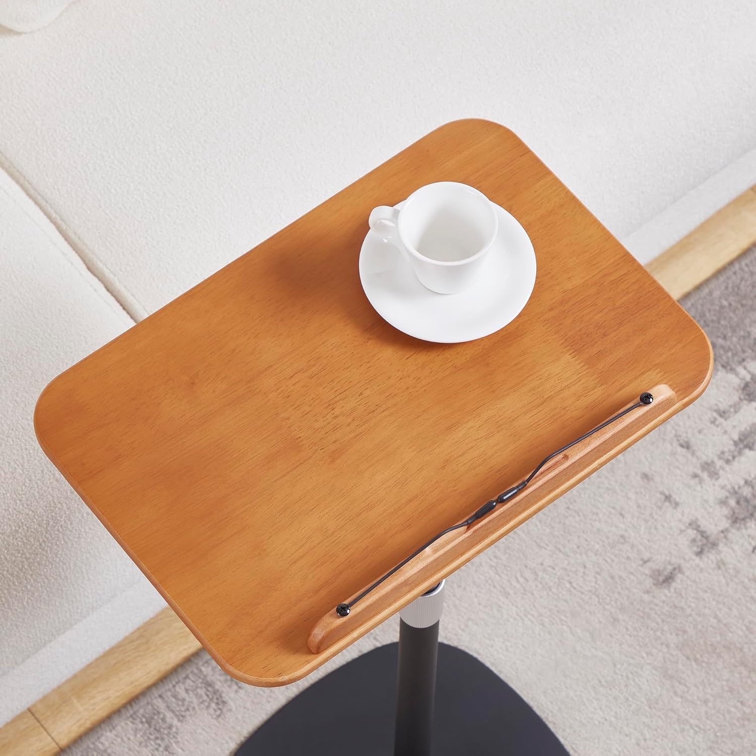 COZYMATIC Phyllida – Mesa de TV para comer en el sofá y la cama, mesa auxiliar pequeña con mesa de madera, soporte para computadora portátil de