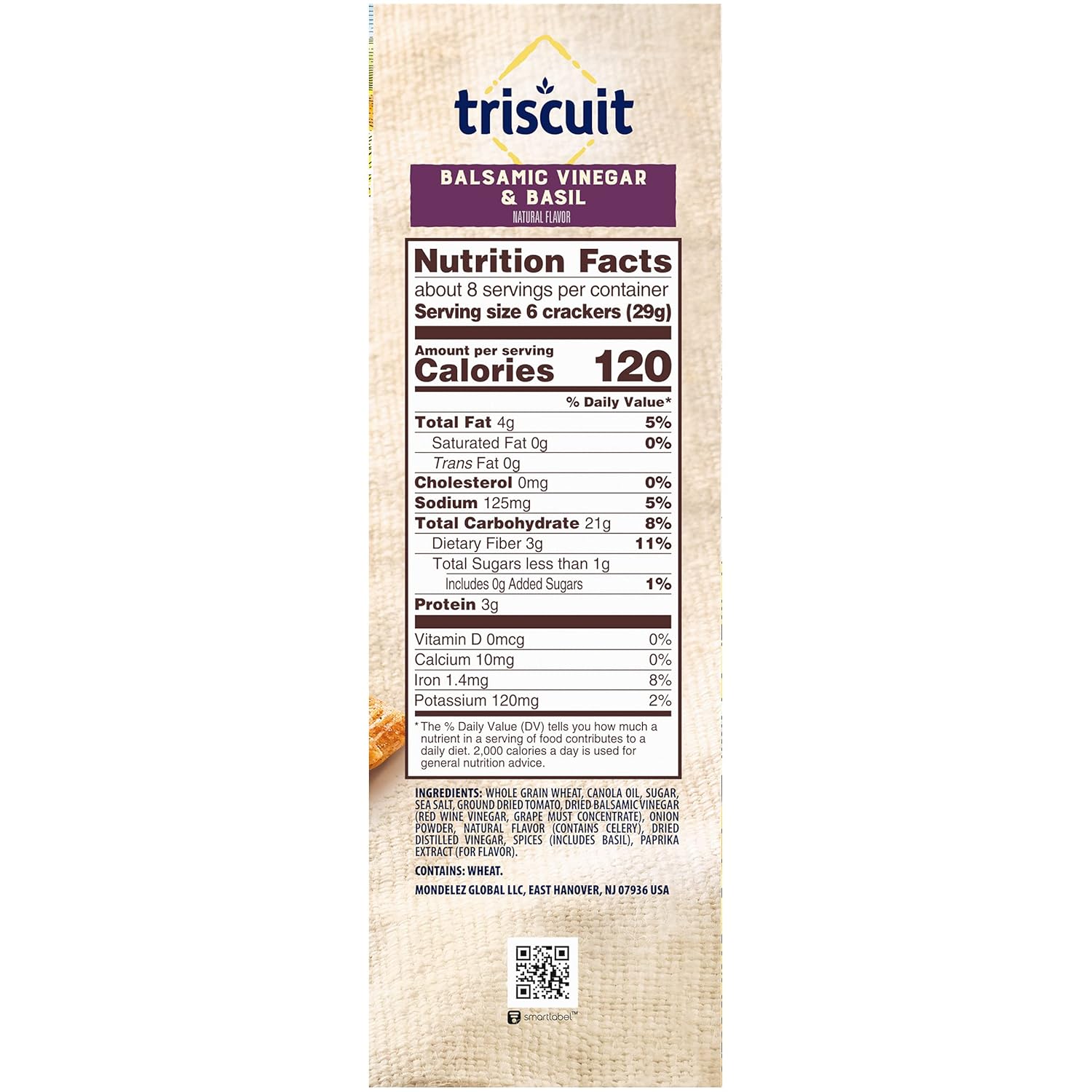 TRISCUIT Galletas, vinagre balsámico y sabor a albahaca, 1 caja (8.5 oz)