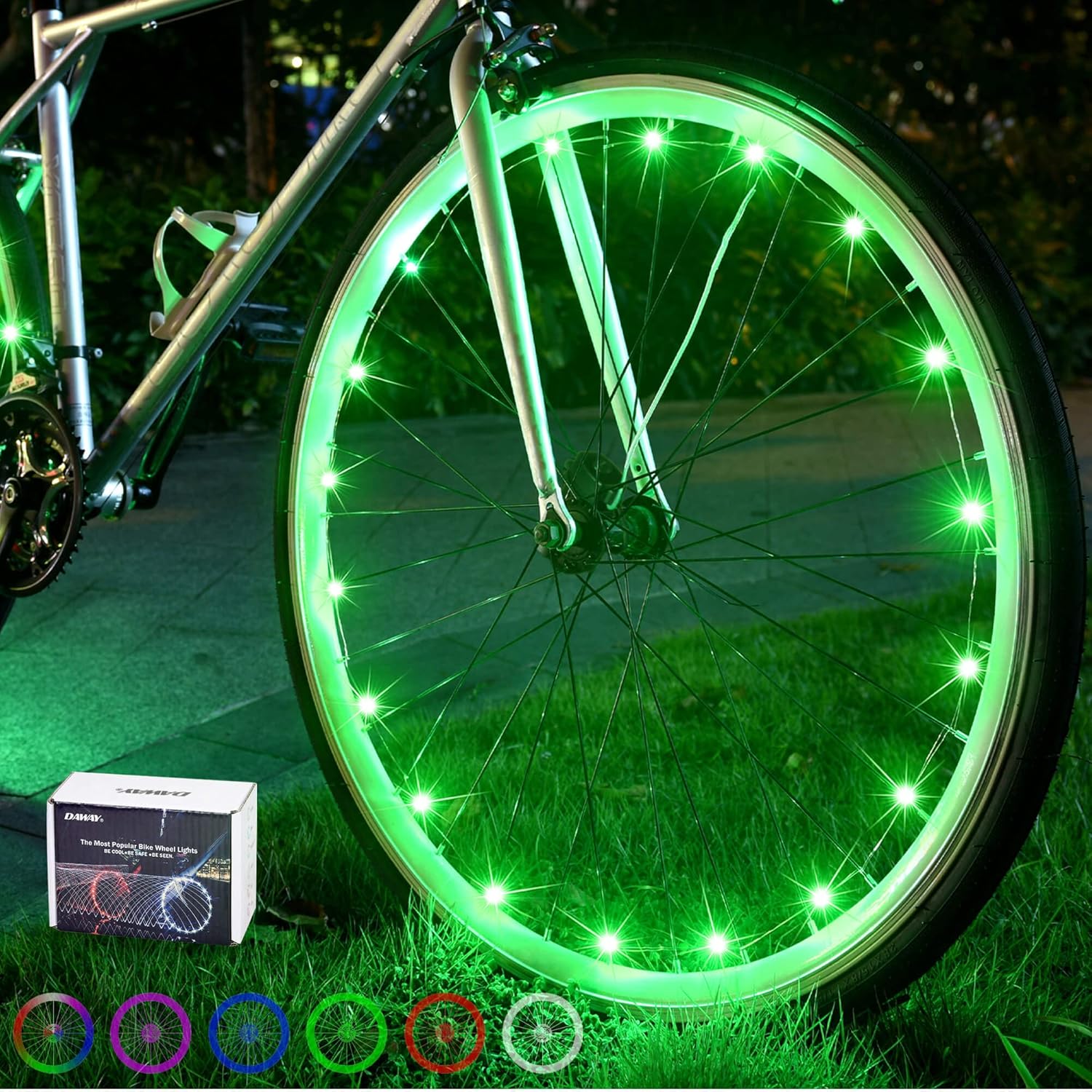 DAWAY Luces LED A01 para rueda de bicicleta, luces brillantes para radios de bicicleta, luces de seguridad impermeables para neumáticos de