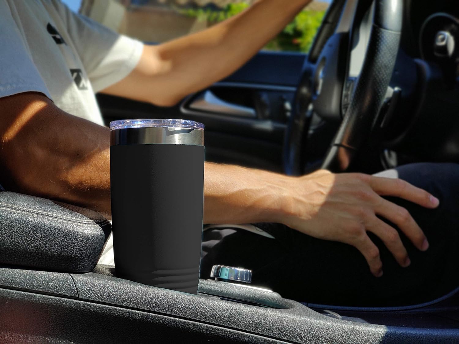 LaserGram Vaso aislado al vacío de 20 onzas, palmeras, grabado personalizado incluido (negro)
