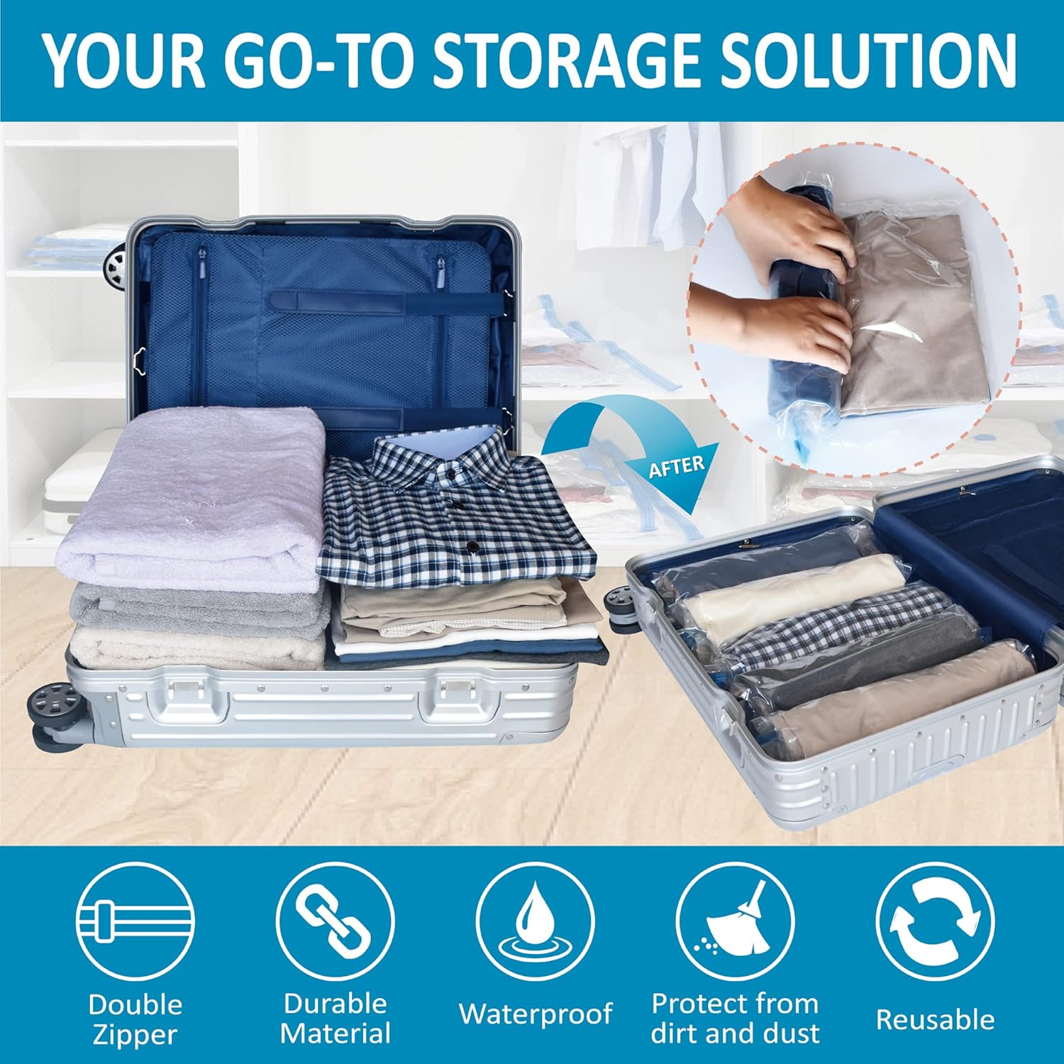 24 bolsas de compresión de viaje, bolsas enrollables para ahorrar espacio para equipaje, artículos esenciales para cruceros (9 rollos grandes9