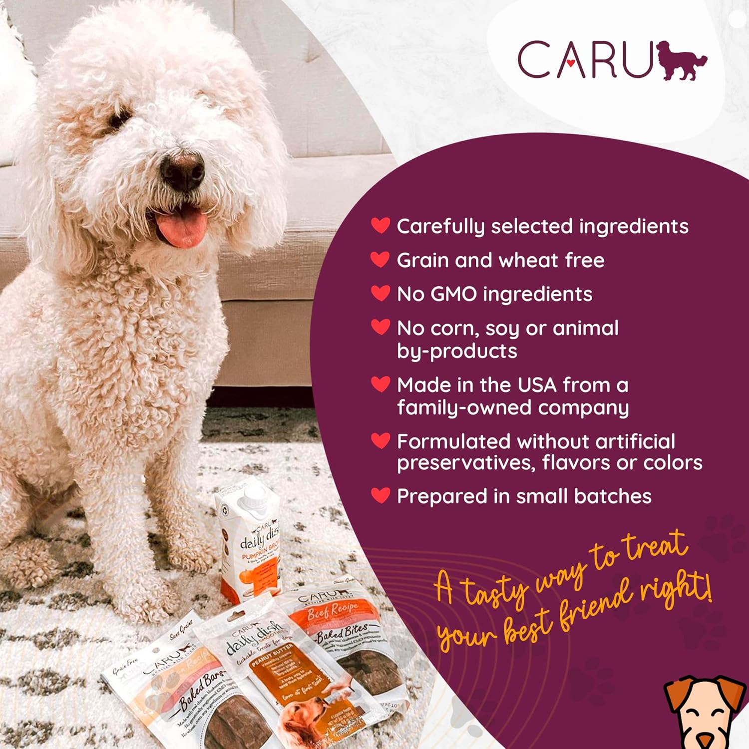 CARU – Soft ‘n Tasty Baked Bites – Golosinas para perros Wild Boar Bites – Deliciosas golosinas de entrenamiento – 3.75 oz.
