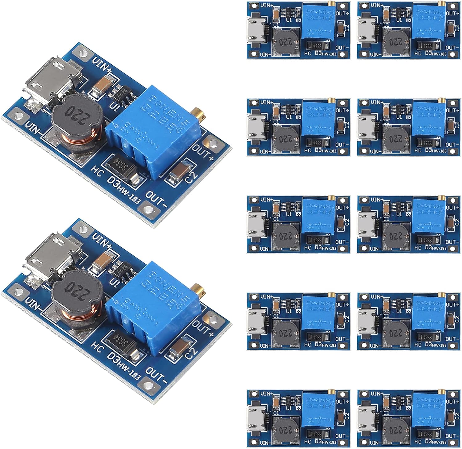 MT3608 DC a DC Step Up Boost Converter, MELIFE MT3608 con regulador de voltaje Mico USB DC ajustable Step Up Boost Converter Voltaje de potencia