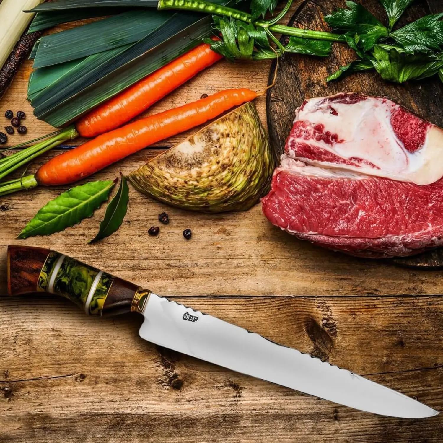 Chef Versatile – Cuchillo tradicional de acero inoxidable (10.0 in), color azul