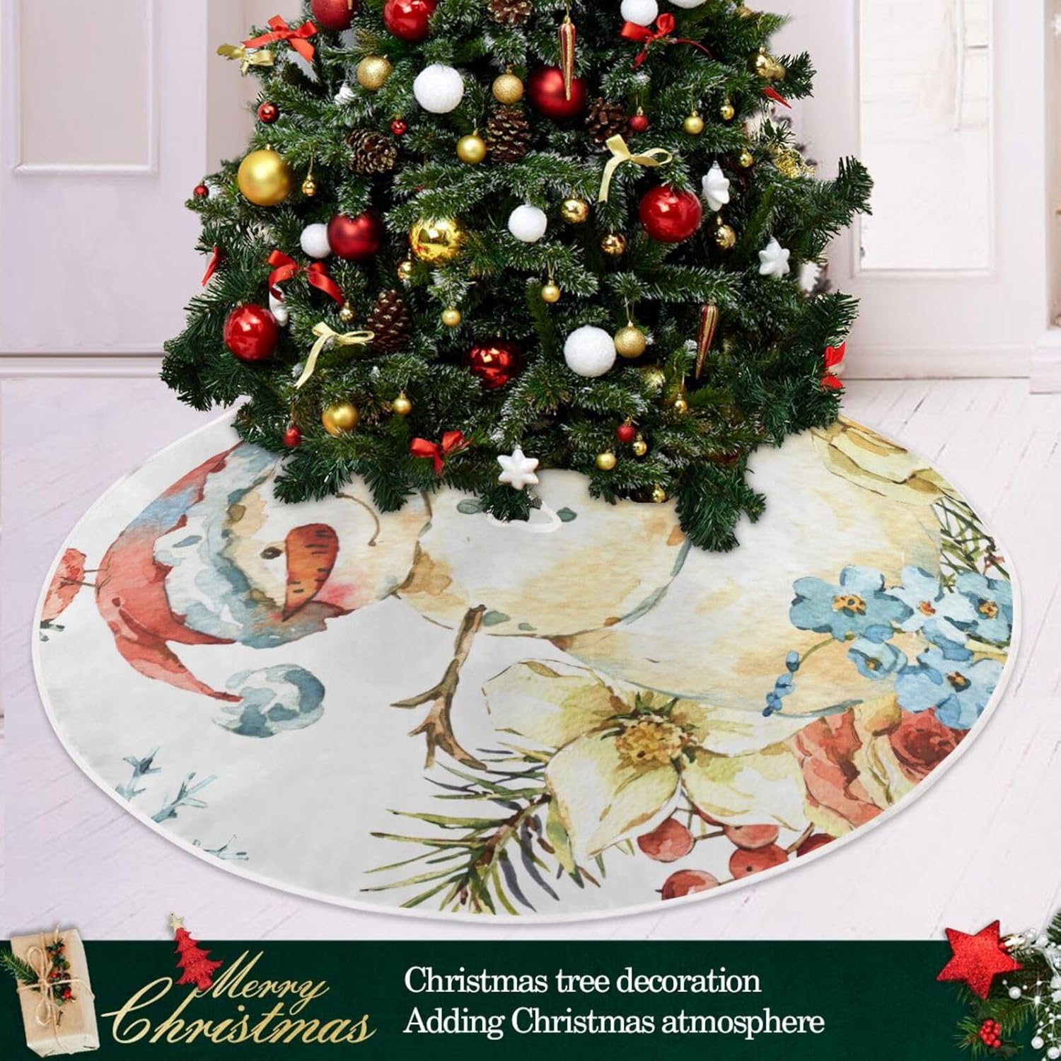 Falda de base de árbol de Navidad de invierno, falda suave para árbol de Navidad, decoración de suelo de árbol de Navidad, faldas de Navidad para