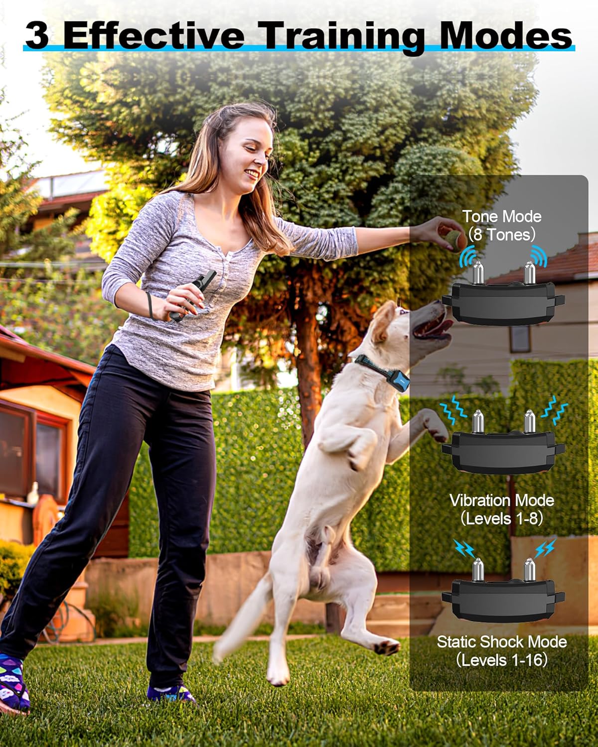Collar de choque para perros para 2 perros, collar de entrenamiento de perro impermeable de 4000 pies con control remoto para perros pequeños,