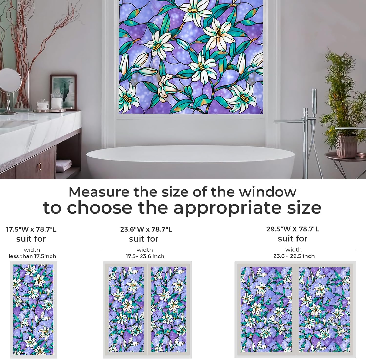 Coavas – Película decorativa para ventana, tipo vitral, tinte esmerilado, de vinilo estático, sin pegamento, para la privacidad completa en el hogar