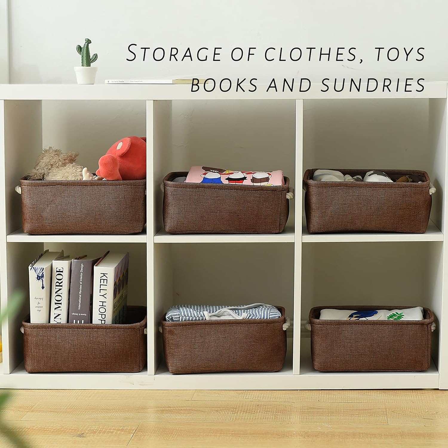 TheWarmHome Cesta de almacenamiento para organizar, 12 x 8 x 5 pulgadas, paquete de 6 contenedores de almacenamiento plegables para estantes con