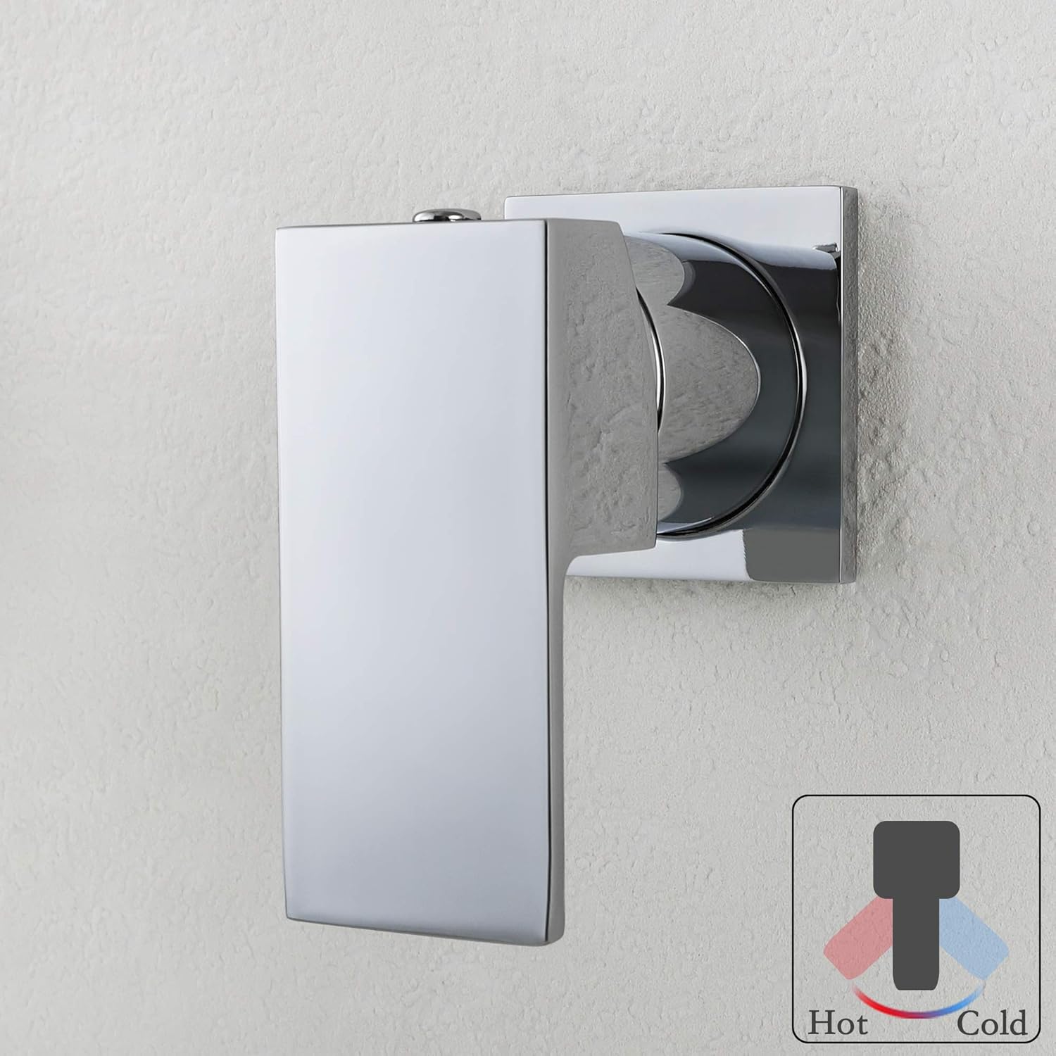 SKOWLL Grifo de baño de montaje en pared, cascada, grifo de lavabo, manija única, cromo pulido
