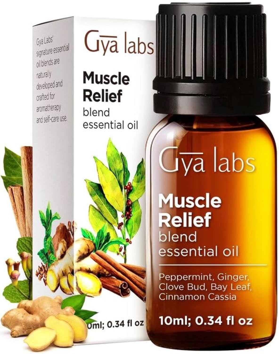 Gya Labs Mezcla de aceites esenciales para alivio muscular, aroma cálido y calmante (0.34 fl oz)