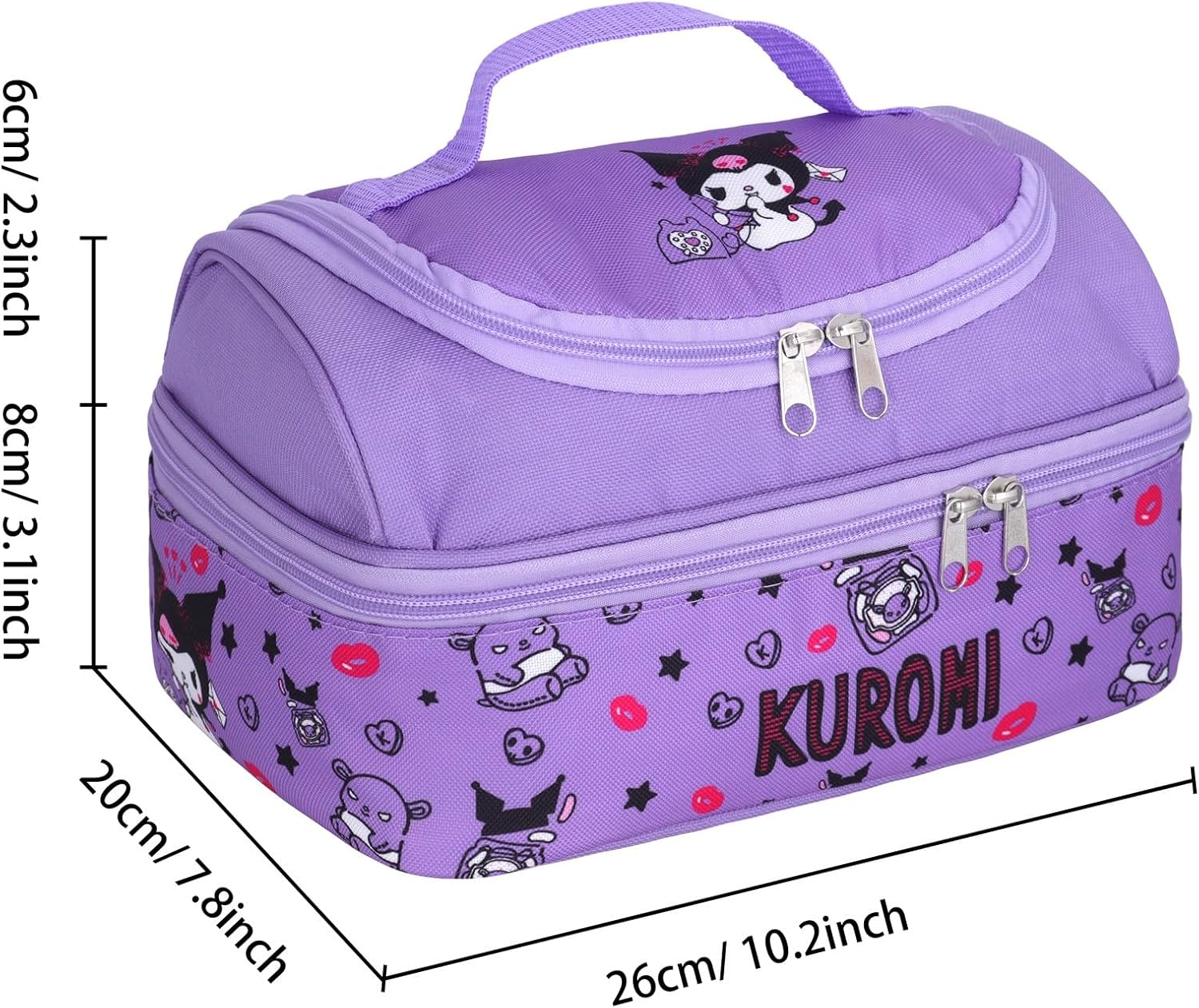 Anime Kuromi – Bolsa de almuerzo para hombre y mujer, a prueba de fugas, gran compartimento, contenedor de almuerzo, para trabajo, viajes, color