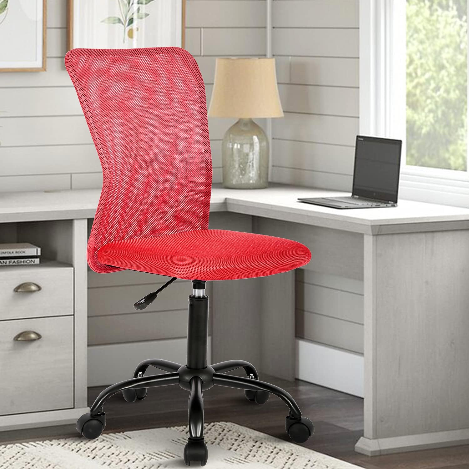 Silla de oficina sin brazos, silla de escritorio de malla, silla ergonómica para computadora con soporte lumbar, sillas ejecutivas giratorias