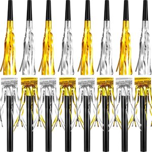 Skylety 48 piezas de ruido dorado y plateado para adultos y niños, cuernos de fiesta y sopladores de ruido para graduación, cumpleaños, eventos Skylety 48 piezas de ruido dorado y plateado para adultos y niños, cuernos de fiesta y sopladores de ruido para graduación, cumpleaños, eventos