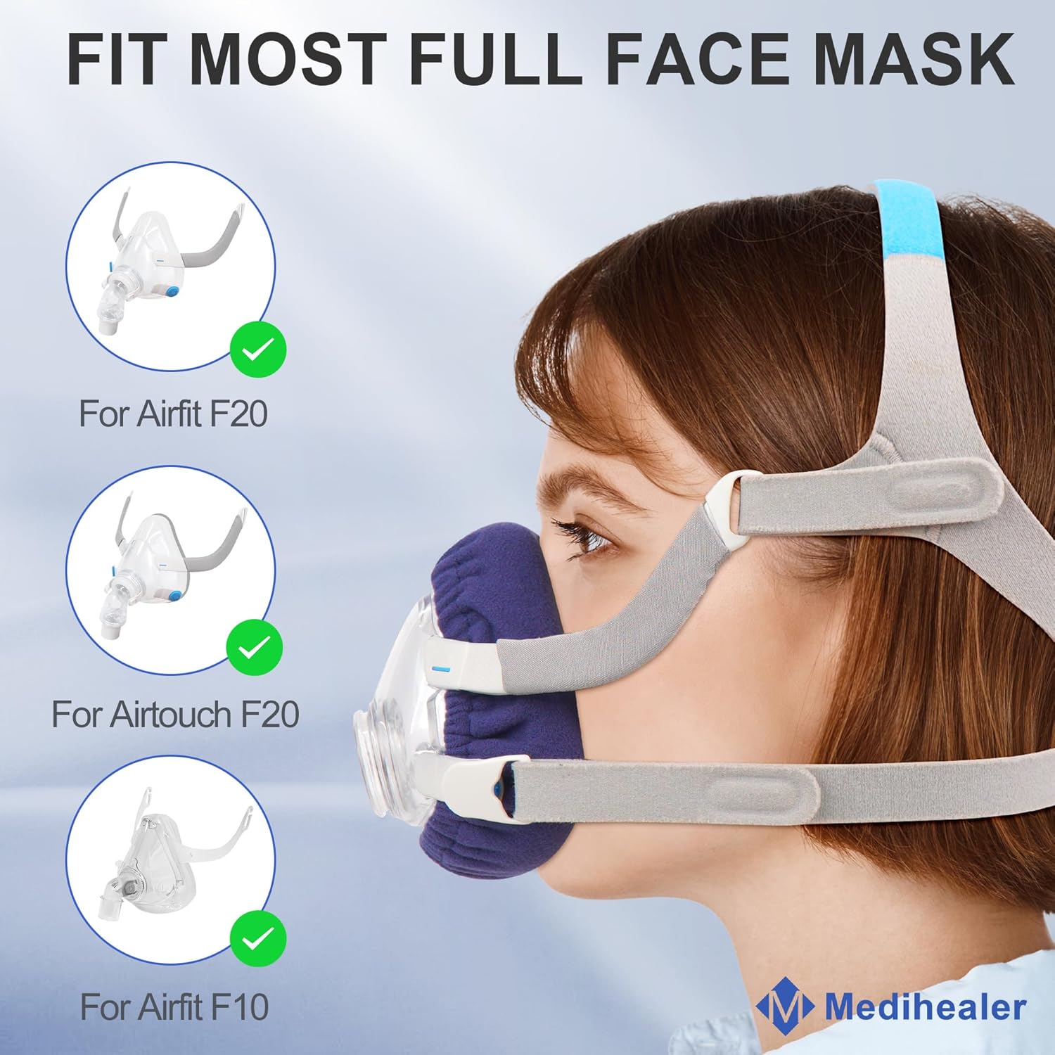 Medihealer Forros de máscara CPAP (M), cubiertas suaves y reutilizables compatibles con AirFit y AirTouch F20 F10 para reducir la marca roja, no