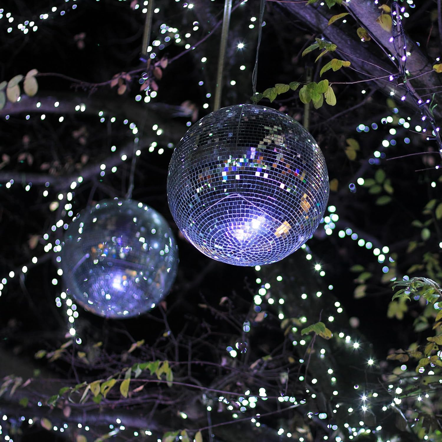 MECCANIXITY Bola de espejo, bolas reflectantes de 4, 6, 8 pulgadas con anillo para colgar, tono plateado, para DJ, club, escenario, boda,