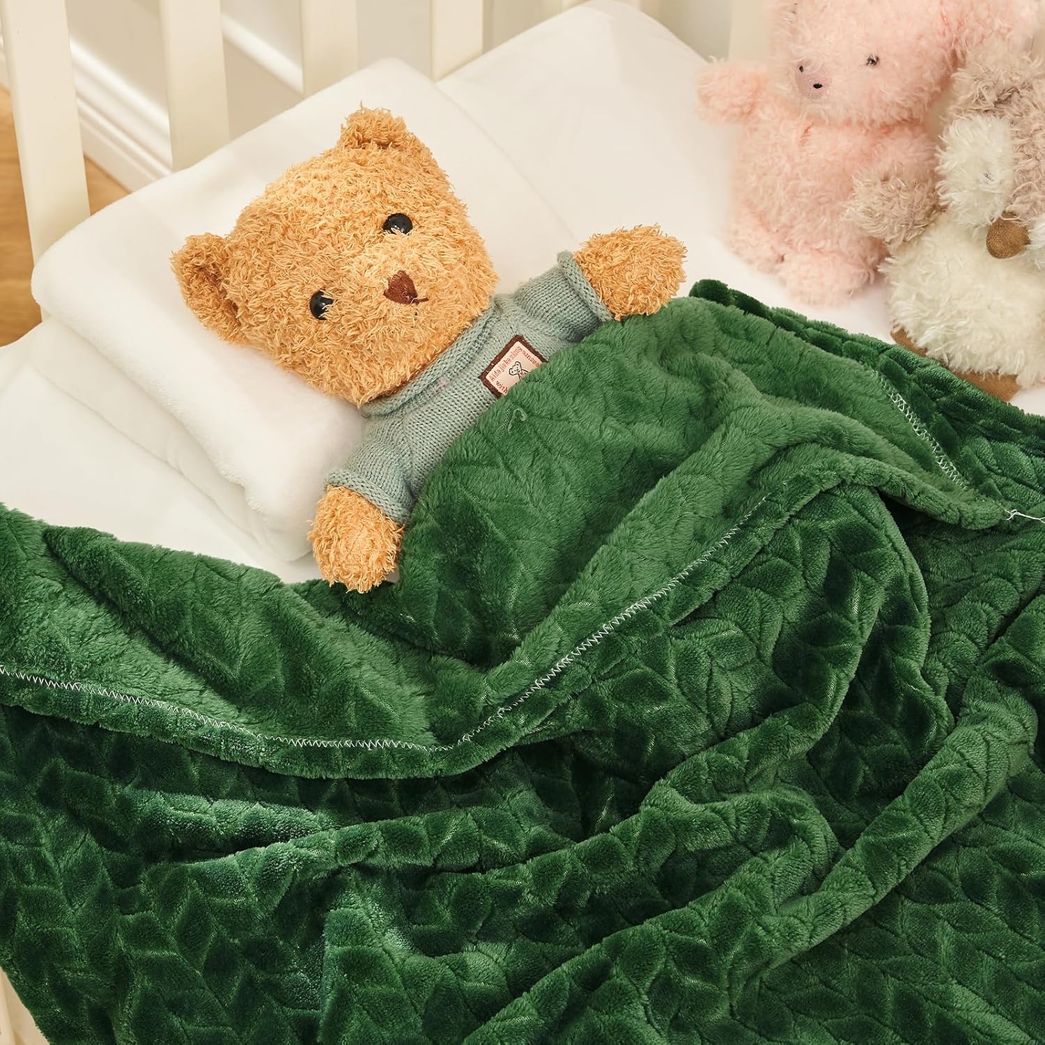 inhand Manta de forro polar para bebé, manta súper suave para bebé, manta de felpa verde cálido, manta para bebé, recién nacido, manta de recepción