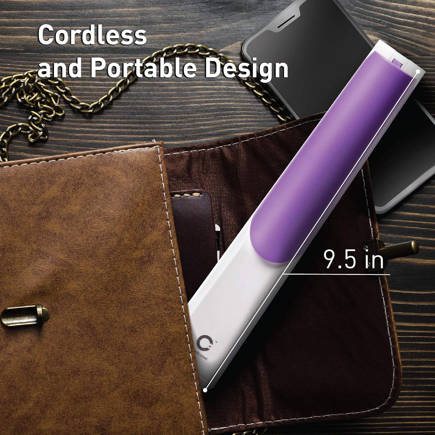Compass Home Design Accents – Lámpara desinfectante de luz UV, portátil, esterilización LED UVC, luz desinfectante germicida con bloqueo para niños,