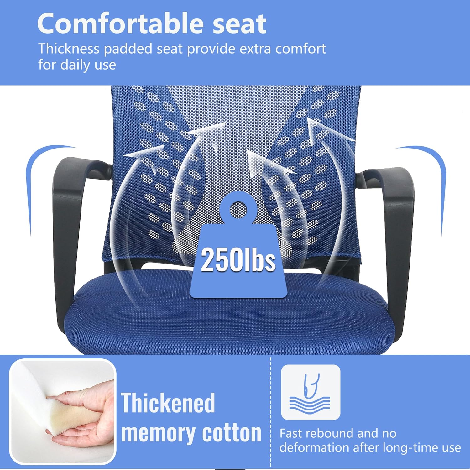 PayLessHere Silla de oficina, silla de escritorio, silla de computadora, silla ergonómica, malla ejecutiva ajustable, respaldo medio con ruedas