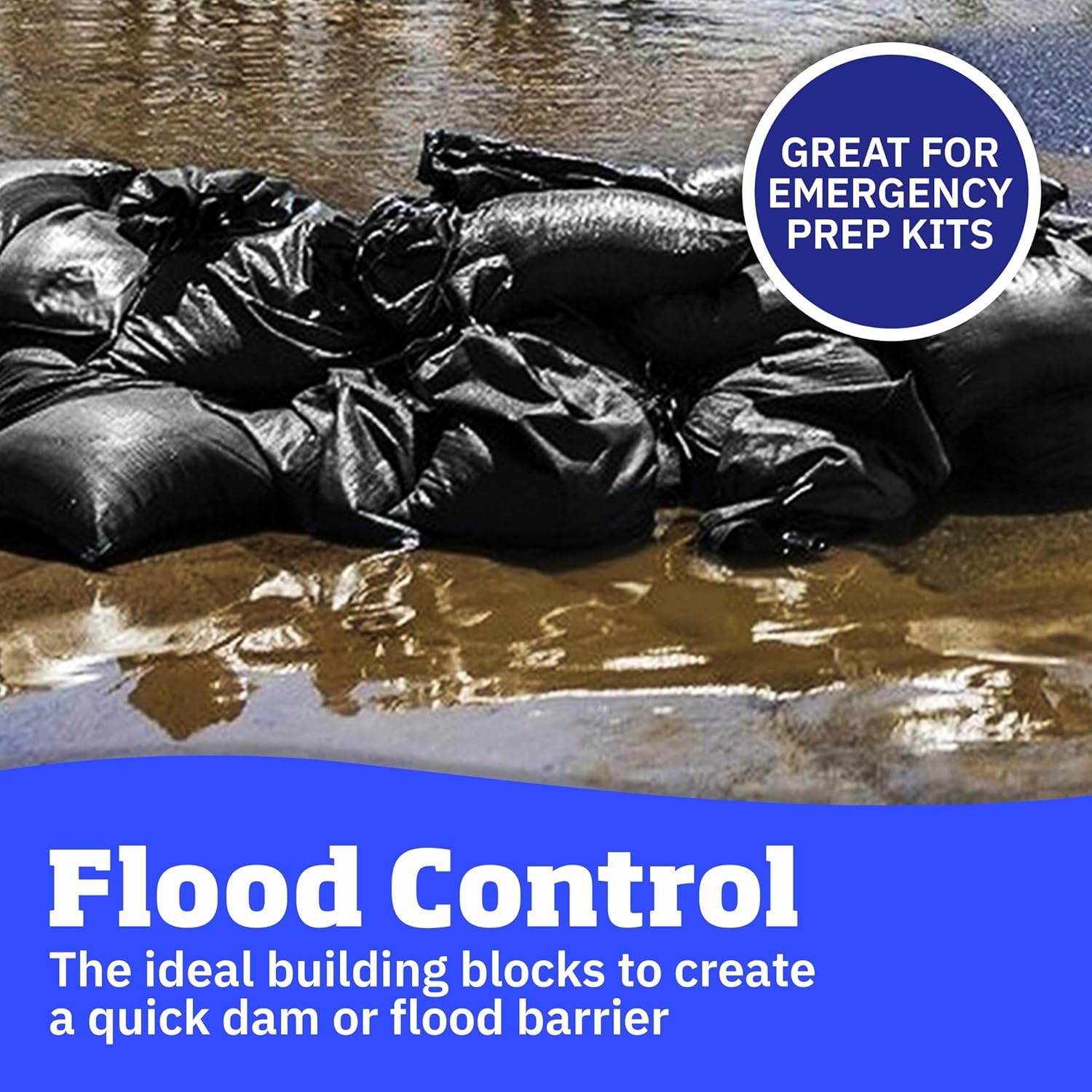 DURASACK Bolsas de arena resistentes con cuerdas de amarre, bolsas de arena de polipropileno tejidas vacías para control de inundaciones con 1600