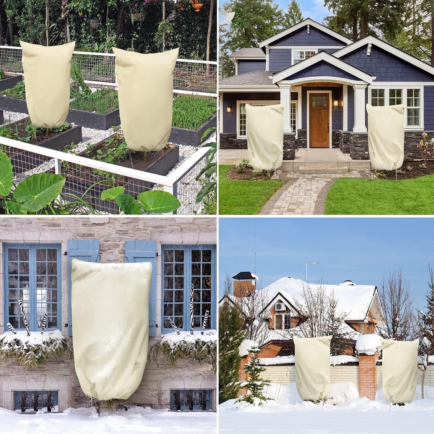 Cubiertas para plantas, protección contra la congelación, 3 paquetes de 31.5 x 47.3 pulgadas, cubiertas de plantas para invierno, mantas de heladas