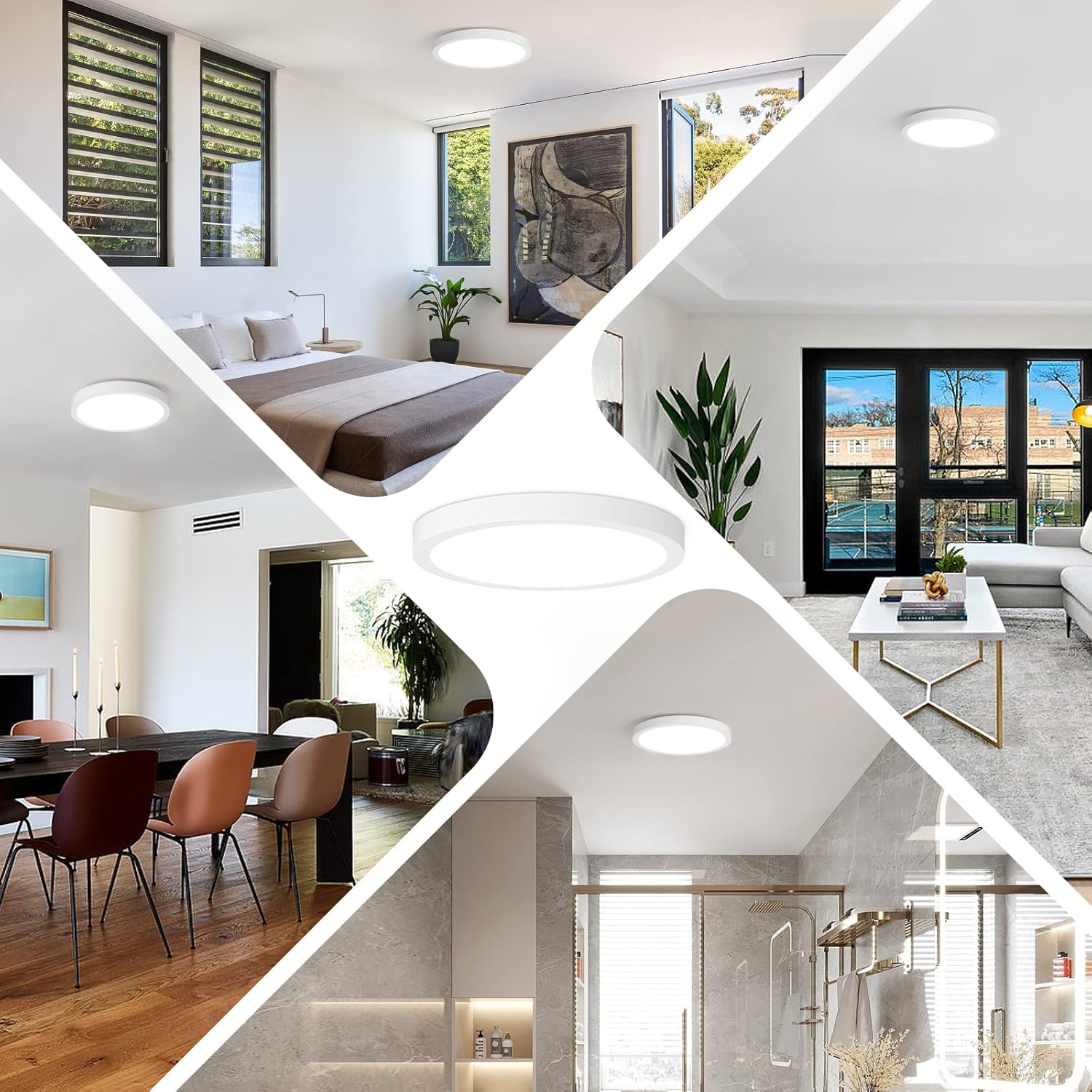 Lámpara LED de techo empotrada, equivalente a 100 W, lámpara de techo empotrada moderna de cocina 5000 K, luz blanca diurna, 15 W, 1200 lm, 7