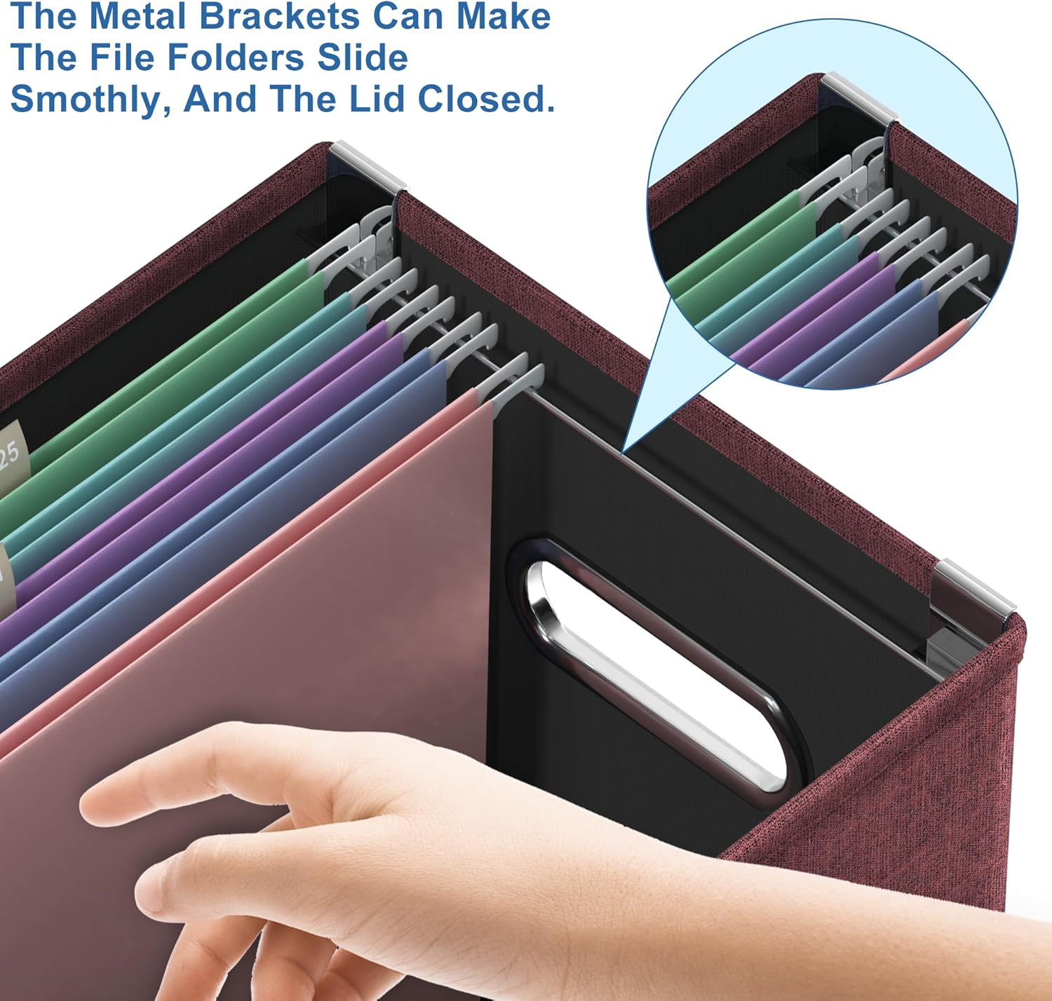 Huolewa Cajas organizadoras de archivos con bolsillo de malla, juego de 2, cajas organizadoras de archivos colgantes para archivos y carpetas de