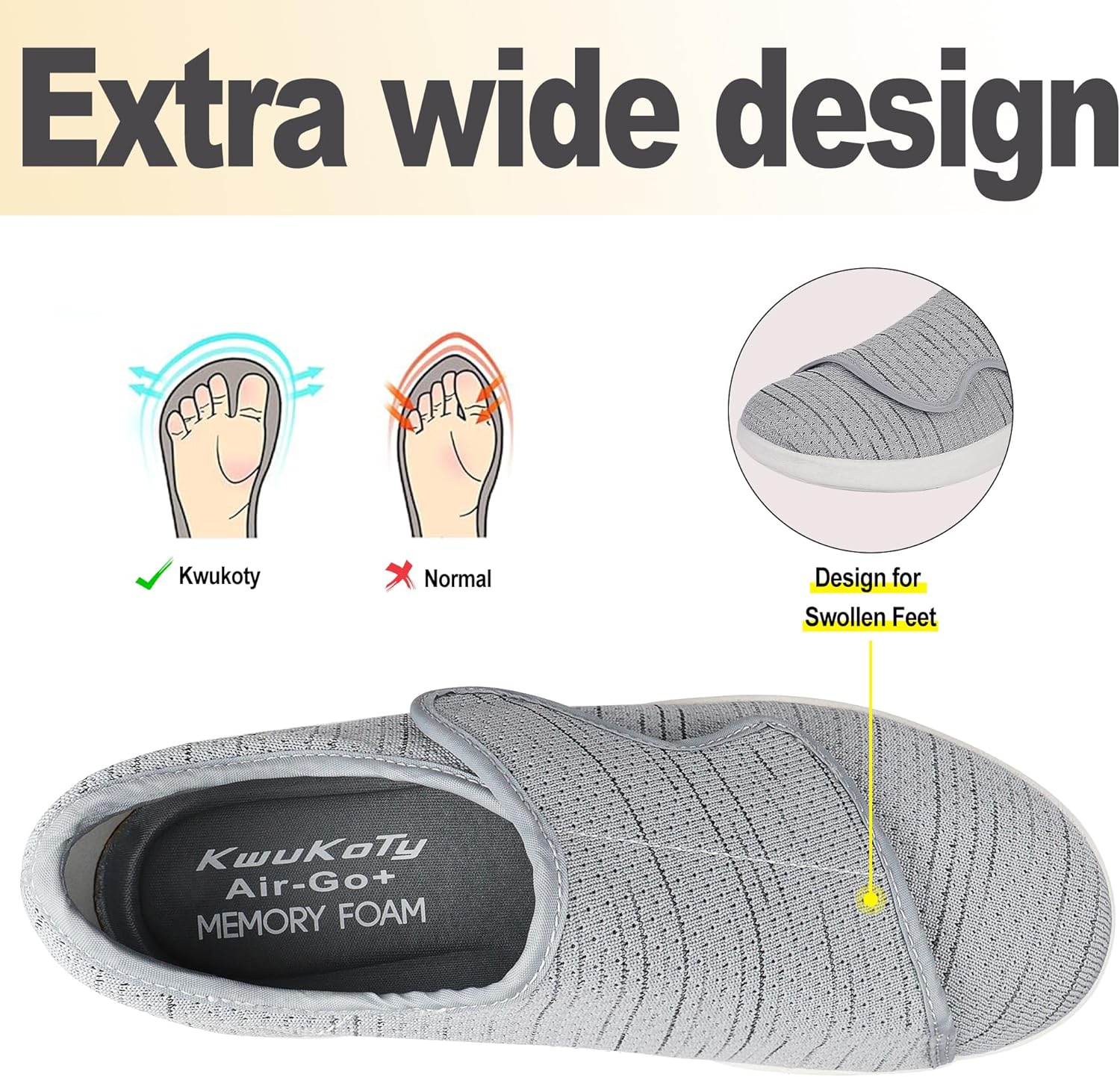 Women’s Wide Diabetic Shoes with Air Cushion  Relax Series, Comfort for Swollen Feet, Bunions, Edema  Size 6-11.5