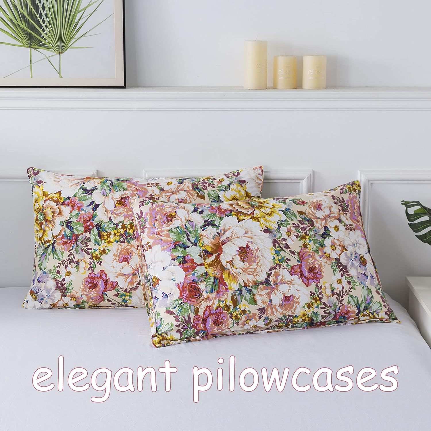 FADFAY Juego de sábanas vintage con diseño floral, tamaño matrimonial, 4 piezas, 100% algodón, suave, estilo francés, estilo rural, jardín, flores,