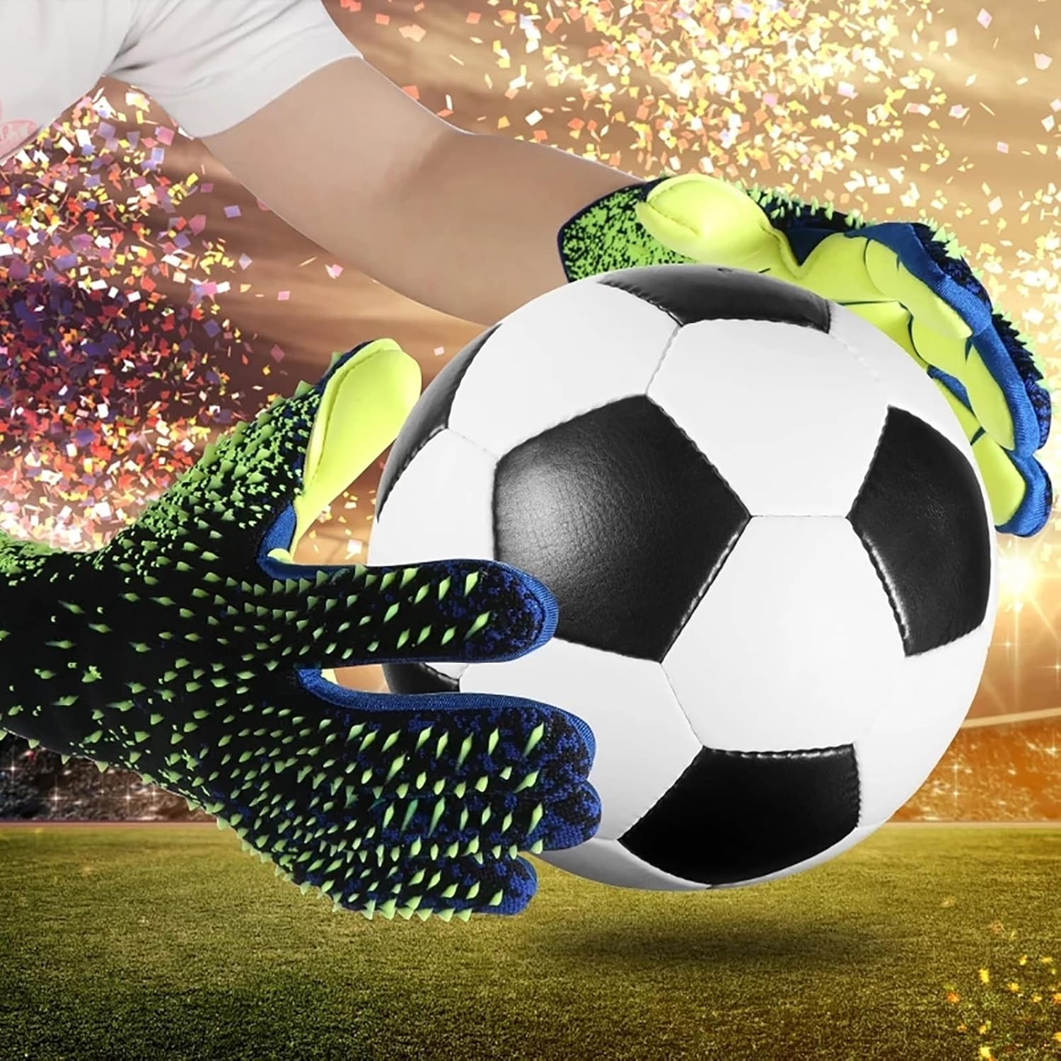 Guantes de portero, agarre fuerte para portero de fútbol, guantes de portero con talla 678910 guantes de fútbol para niños, jóvenes y adultos