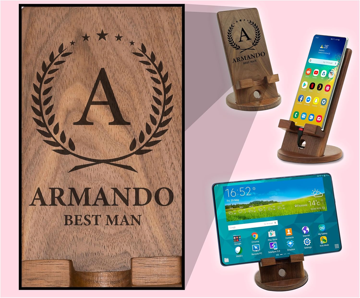 Regalo personalizado de Armando para organizadores de escritorio para papá, regalo de trabajo personalizado para hombres, organizador de escritorio