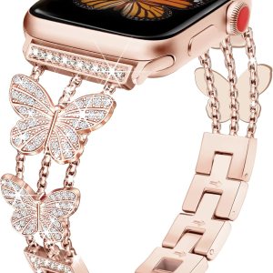 Apple Watch – Correa de metal compatible con Apple Watch Series 9, 8, SE, 7, 6, 5, 4, 3, 2, Ultra 2, correas para iWatch para mujer, correas de Apple Watch – Correa de metal compatible con Apple Watch Series 9, 8, SE, 7, 6, 5, 4, 3, 2, Ultra 2, correas para iWatch para mujer, correas de